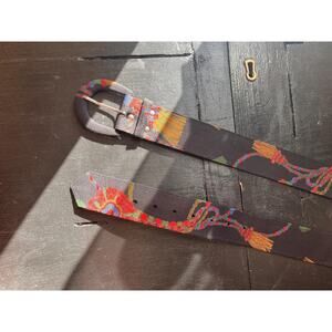 Vintage canvas belt with ropes and tassels print, size 14